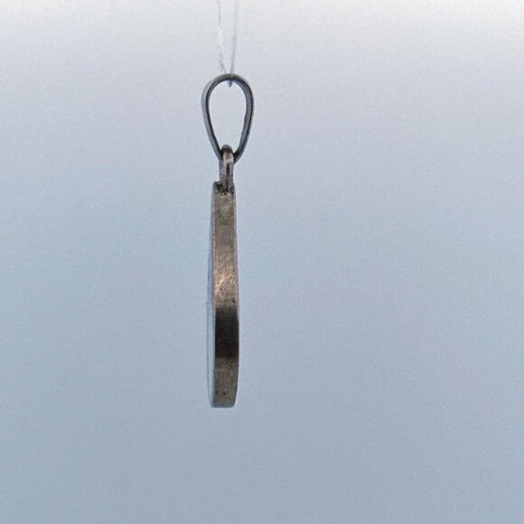 Estate Sterling Silver 925 Mosaic Inlay Teardrop Pendant No Chain 10g Vintage - Picture 4 of 8